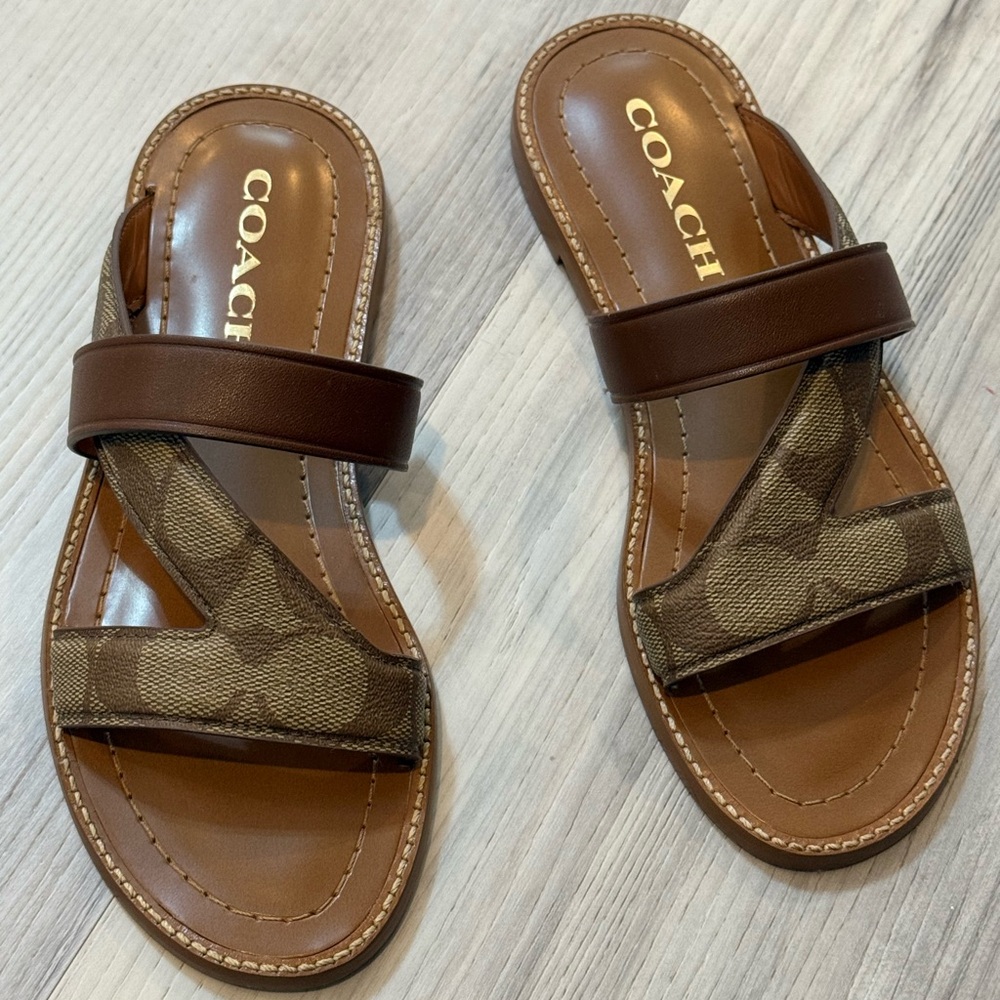 Coach Brown and Tan Women's Sandals